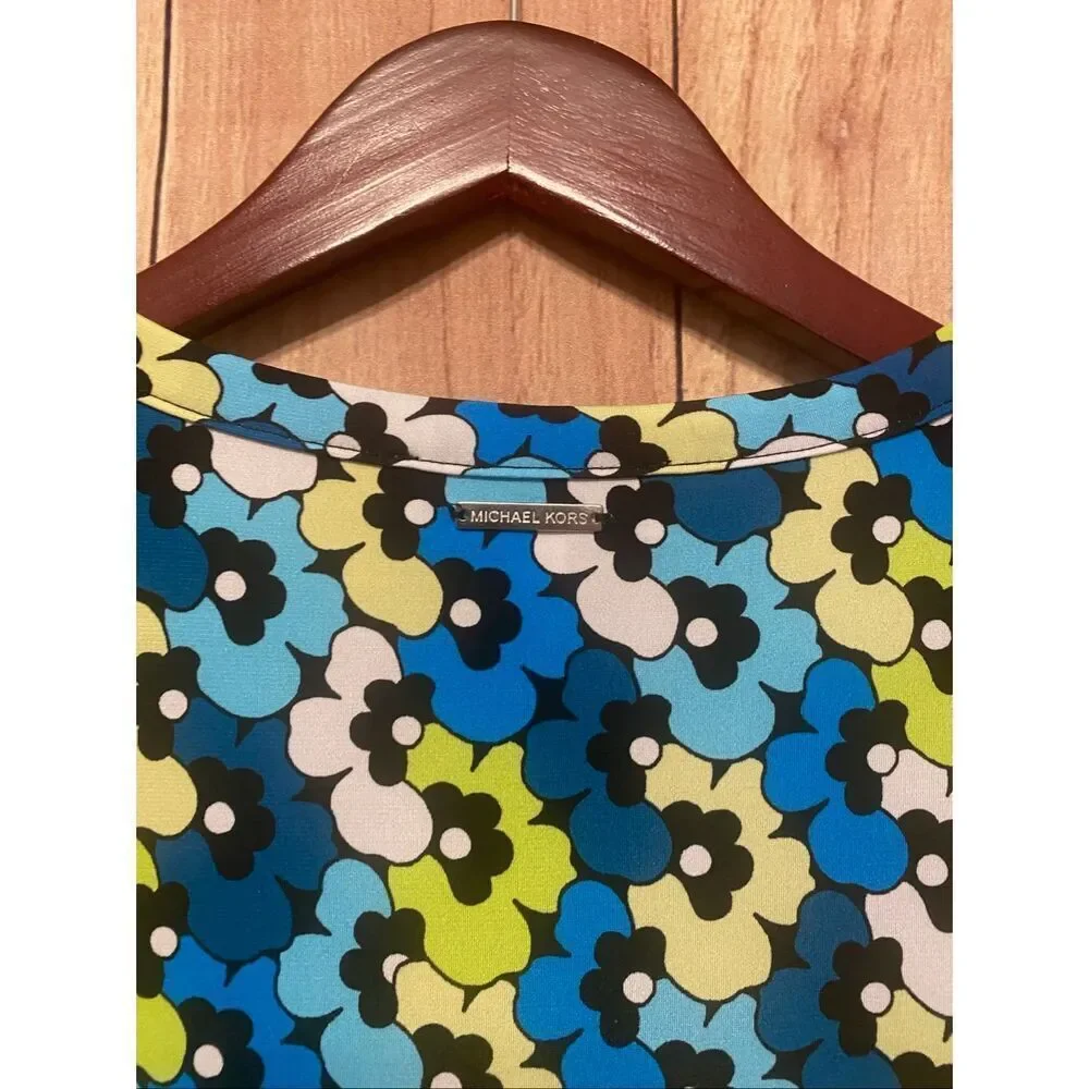 Michael Kors Large blue green floral top t-shirt women’s